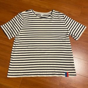 KULE cotton black and creme striped short sleeve top - size large